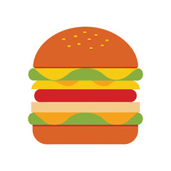 Delicious Double-Decker Burger A mouthwatering illustration of a juicy burger with cheese, lettuce, and tomato