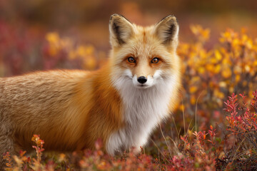 Fototapeta premium Red fox portrait in autumn colors
