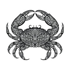 Ethnic style crab line drawing