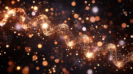 Obraz premium Abstract representation of a glowing, swirling, golden spiral against a dark background with bokeh.