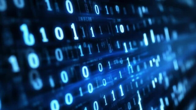 Binary code matrix in blue