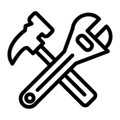 adjustable pliers and hammer croosed icon
