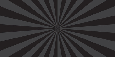 Sunburst beam light vintage shine and graphic summer explosion pattern. black and gray bright sunrise isolated glow striped texture background.	