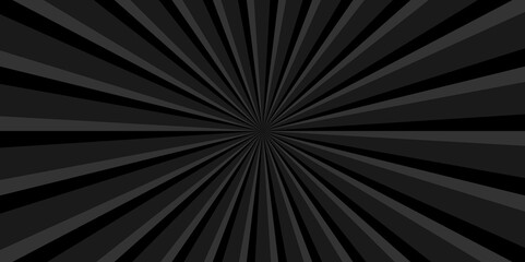 Sunburst beam light vintage shine and graphic summer explosion pattern. black and gray bright sunrise isolated glow striped texture background.	