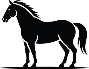 Obraz premium Standing Horse Black Silhouette Vector