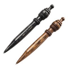 Fototapeta premium Two Elegant Wooden Pens, Black and Brown,
