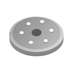 Fototapeta premium Circular Metal Plate Design Industrial Component with Six Holes and Central Aperture