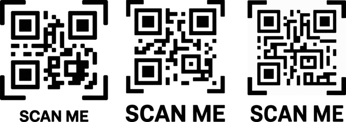 Fototapeta premium Scan Me Icon with QR Code – QR Code Template Vector for Mobile App and Digital Access