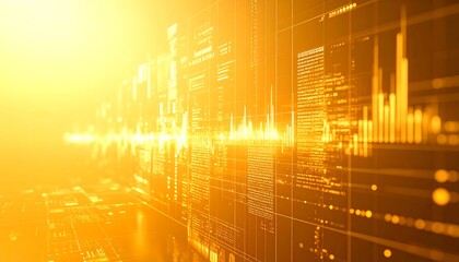 Golden Data Stream: Abstract Tech Background - Abstract Backgrounds