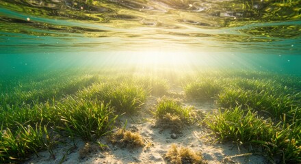 Exploring seagrass habitats underwater coastal region nature aquatic environment low angle marine conservation