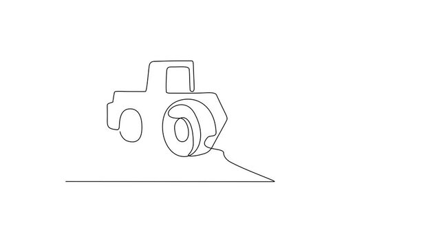 Animated self drawing of truck as land vehicle video design illustration. Land transportation for construction in simple linear style. Vehicle for mining project design concept for business purpose.