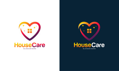 House Care logo designs concept vector, Home and love logo template