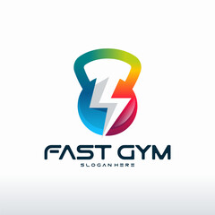 Colorful Gym Power logo designs concept vector, Fast Gym logo designs