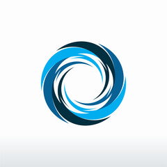 Circle Blue Tornado logo symbol isolated, Abstract Hurricane Logo Symbol, Typhoon vector illustration