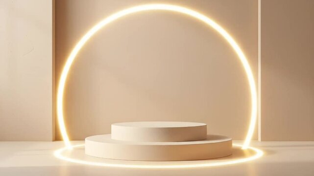 Elegant Beige Product Display Platform Minimalist Studio Background Ideal for Branding Presentation Mockup. Clean delivery – no audio, full creative freedom.