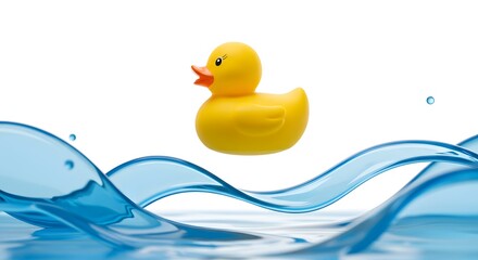 The Joyful Yellow Duck Floating Calmly on the Water
