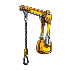 Professional Vector Illustration of Construction Crane Hook with Machinery and Cable