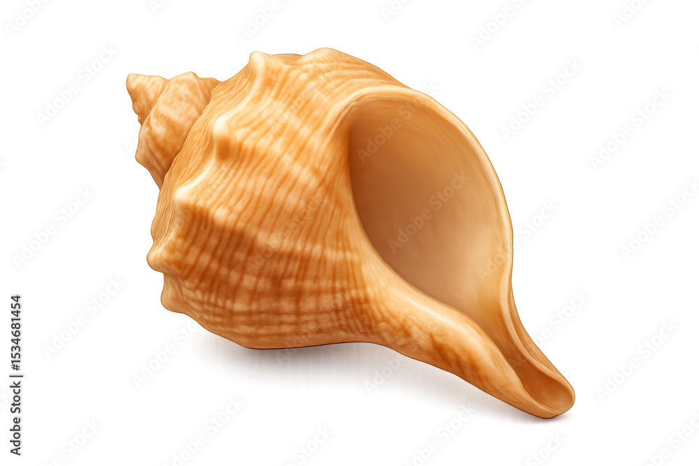 Poster pearlescent seashell revealing intricate spiral patterns, delicate ridges catching soft light on min