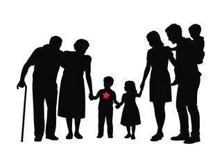 family silhouettes, happy family silhouettes set