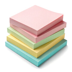 Vibrant Stack of Colorful Post-it Notes: A stack of square post-it notes in pastel hues invites you to organize thoughts, capture inspiration, and bring order to chaos.