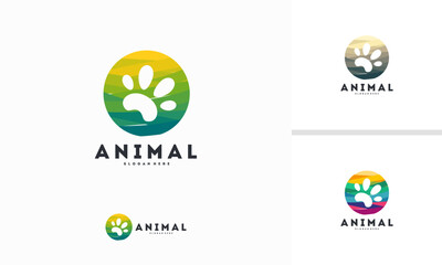 Abstract Circle Pet Paw logo designs concept vector, Animal logo symbol