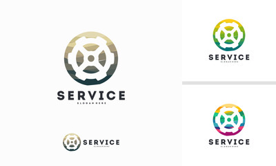 Abstract Circle Gear logo designs concept vector, Service logo template designs