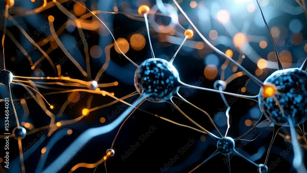 Aufkleber abstract neural network illustration of interconnected neurons and synapses in the brain for learnin