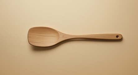Wooden Spoon Kitchen Utensil on Beige