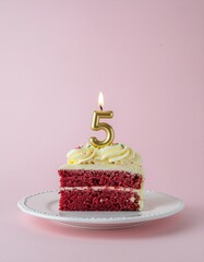 birthday cake with a number 5 candle