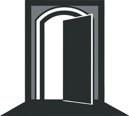 This collection of black and white images showcases various door designs, ranging from simple outlines to more detailed illustrations with paneling and handles.