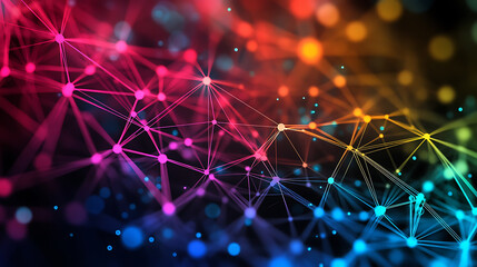 Vibrant Network of Interconnected Nodes with Multicolored Lines