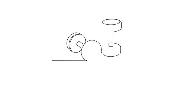 Animated self drawing of a Dumbbell tools for gymnastics at fitness center vector illustration. Gymnastic tools type in simple linear style vector concept. Suitable for educational purpose.