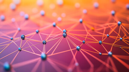 Abstract Network Structure with Interconnected Nodes and Vibrant Colors