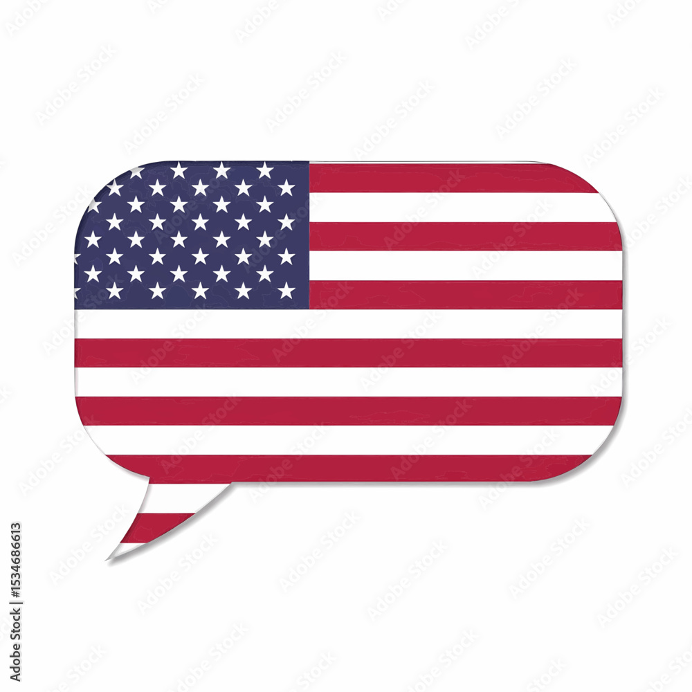 Aufkleber this high-quality vector image features a rounded us flag with a speech bubble cutout, showcasing fi
