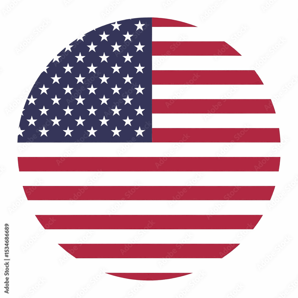Poster this high-quality image features a circular united states flag with a dark blue field of white stars