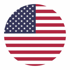 This high-quality image features a circular United States flag with a dark blue field of white stars and alternating red and white horizontal stripes, all with fine details and suitable for vector use