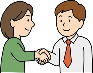 Hand drawn Business people doodle, Two people shaking hands in a business agreement.