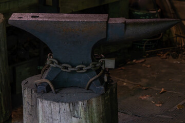 An antique iron blacksmith's anvil