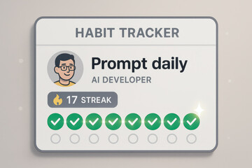Habit tracker prompt daily ai developer streak checkmark progress goal motivation productivity freelancer, habit tracker for prompt daily tasks