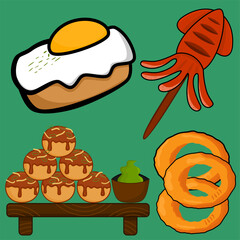Japanese Cuisine Set Asian Food Vector