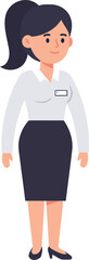 Fototapeta premium Businesswoman standing in professional attire with white blouse and black skirt vector illustration 