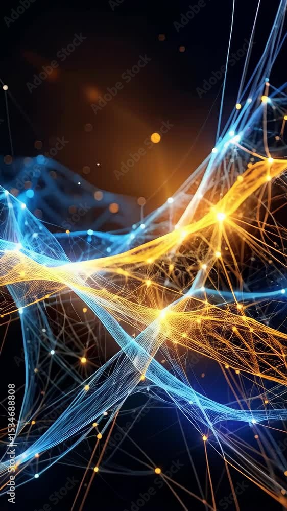 Aufkleber abstract digital network of connected glowing dots and lines in a complex arrangement, technology co