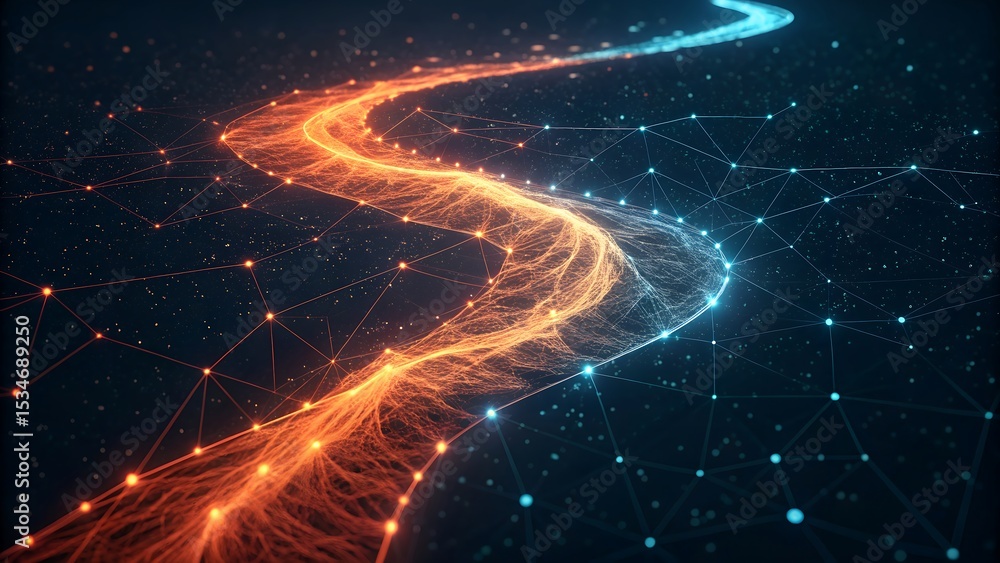 Aufkleber abstract digital network pathways converging in a futuristic design