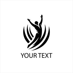 Obraz premium Vector Logo of Energetic Jumping Human Figure — Fitness and Wellness Symbol Isolated on White Background