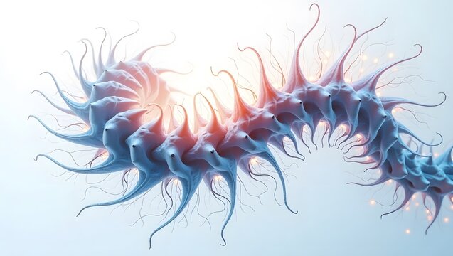 Abstract bio luminescent organism 3d render