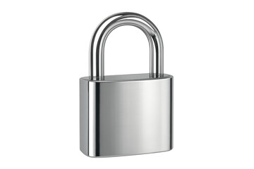 Shiny metallic closed padlock isolated on transparent background, representing data protection and security