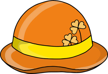 St. Patricks Day Orange Hat with Clover Decoration

