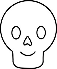 Human body element hand drawn outline, Simple, outlined skull illustration with a smiling expression.