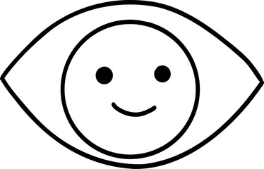 Human body element hand drawn outline, Happy face within an eye illustration.
