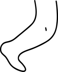 Human body element hand drawn outline, Outline of a human leg in a simple, minimalist style.